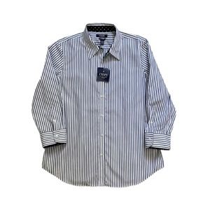 Chaps Striped No Iron Fitted Button Down Shirt Men’s Size Large